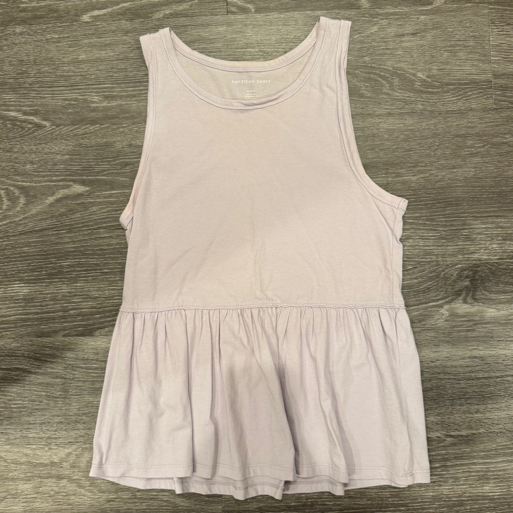 American Eagle Tank Top Light Purple Ruffle M